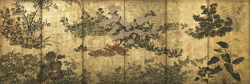 Folding Screen with Design of Flowers of the Four Seasons, Tawaraya Sôtatsu by Masterful Masters