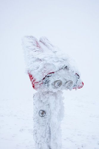 IJzige kou op de Brocken in het Harzgebergte