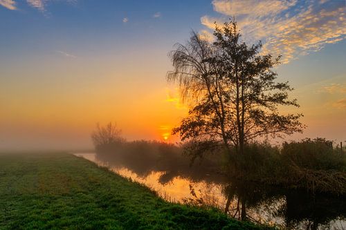 Colourful sunrise in the Schermer Polder