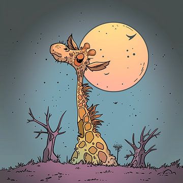 Long Giraffe Sleep in Pastel by Karina Brouwer