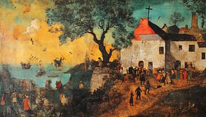 Church and a tree historical panorama