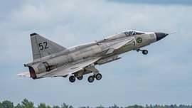 Saab Viggen van de Swedish Air Force Historic Flight.