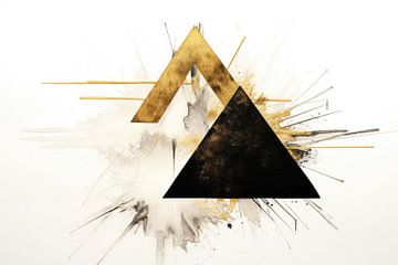 Abstract Triangle Explosion in Black and Gold