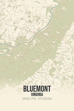 Carte ancienne de Bluemont (Virginie), USA. sur Rezona