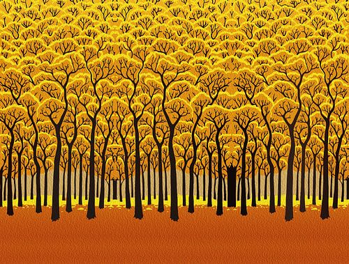 Gouden herfstbos - Betoverende herfstbosillustratie