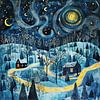 Paysage d'hiver avec neige et étoiles sur Vlindertuin-Art