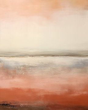 Abstrakte Landschaft | Abstrakter Pfirsich-Horizont von Abstraktes Gemälde