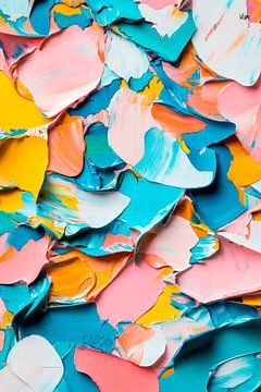 Colourful splashes of colour on blue by Poster Art Shop