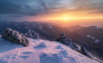 Winterwonderland bij zonsopgang van fernlichtsicht