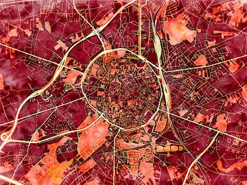 Kaart van Leuven in de stijl 'Amber Autumn' van Maporia