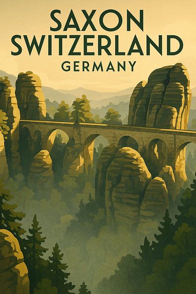 Saxon Switzerland Germany Vintage Travel Poster by Travel Shop