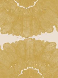 Moderne abstracte kunst. Organische vormen in wit en geel. van Dina Dankers