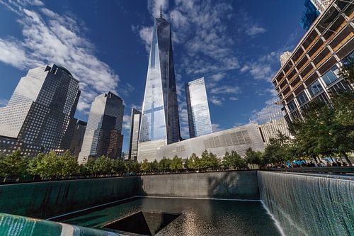 New York One World Trade Center with memorial