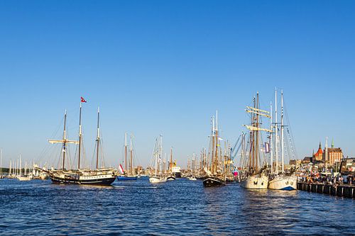 Zeilschepen op de Warnow tijdens de Hanse Sail in Rostock