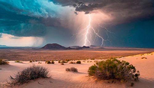Dramatic sight of a heavy thunderstorm