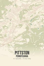 Vintage landkaart van Pittston (Pennsylvania), USA. van Stad & Wand