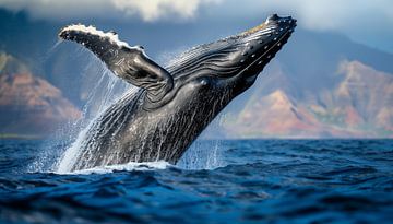 Springende walvis panorama van TheXclusive Art