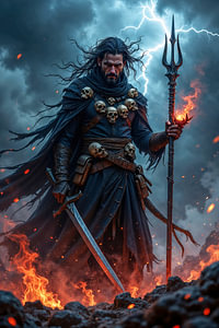 Dark Fantasy Wandbild: MALVAREK – Der Krieger des Bösen auf dem Schlachtfeld des Schreckens