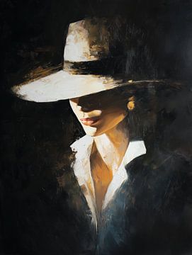 Portrait sombre d'une femme avec un chapeau sur Lauren Wilde