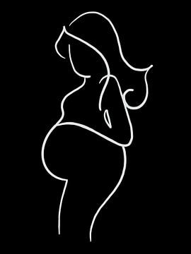 Lijntekening "zwanger" zwart wit versie