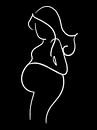 Lijntekening "zwanger" zwart wit versie van Schildermijtje Shop thumbnail