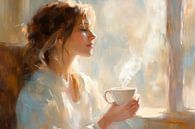 Kaffeegenuss am Fenster von Poster Art Shop Miniaturansicht