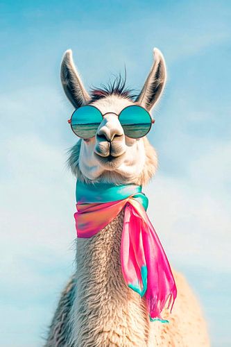 Stijlvolle lama met zonnebril