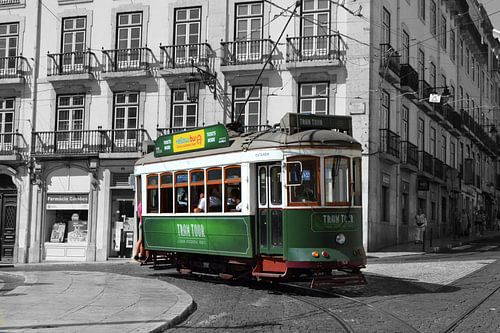 Vieux tramway à Lisbonne
