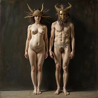 Stehendes Paar mit Helm