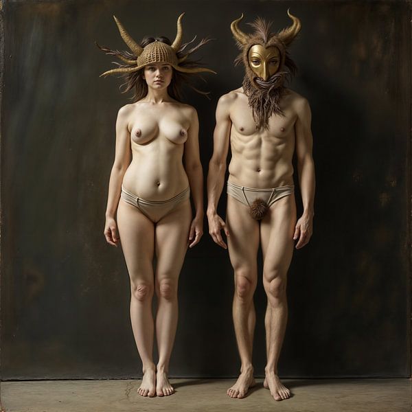 Staand Koppel met Helm van The Nudes Gallery