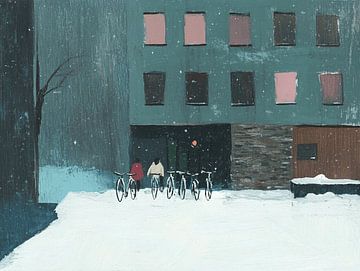 Fietsen in de Sneeuw van Karina Brouwer