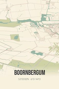 Vintage landkaart van Boornbergum (Fryslan) van Rezona