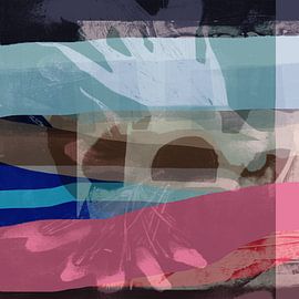 Terra Blue. Modern abstract landscape in turquoise, brown, pink. by Dina Dankers