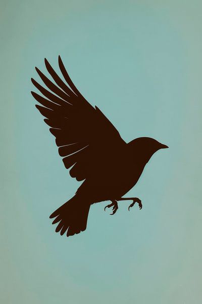 Flying bird in silhouette style by Poster Art Shop