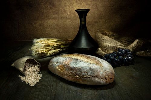 Still life bread in the style of the old Dutch Masters