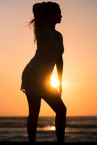 Silhouet op het strand