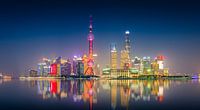 Shanghai Skyline dans le noir par Remco Piet Aperçu