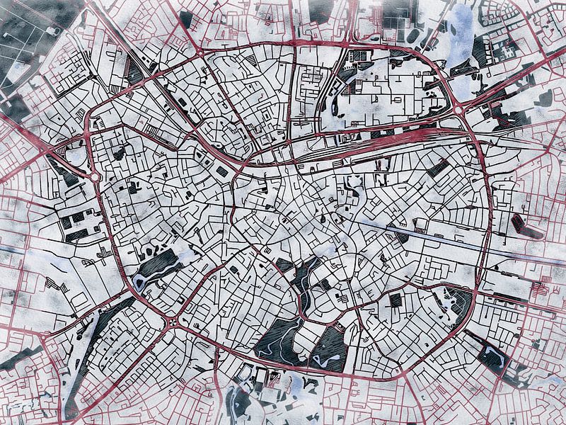 Map of Eindhoven with the style 'White Winter' by Maporia