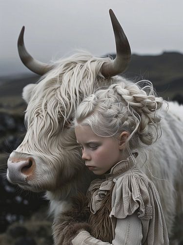 klein meisje knuffelt vee