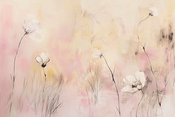 Bloemenveld in pastelkleuren van Studio Allee