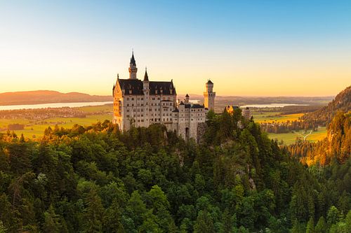 Neuschwanstein Castle at sunset, Allgäu, Bavaria, Germany