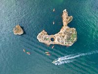 On an adventure in Portugal's Algarve. Kayaks at the Ponta da Piedade