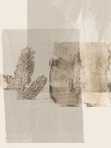 Elegante, rustikale, neutrale Wanddekoration im botanischen, abstrakten Stil I