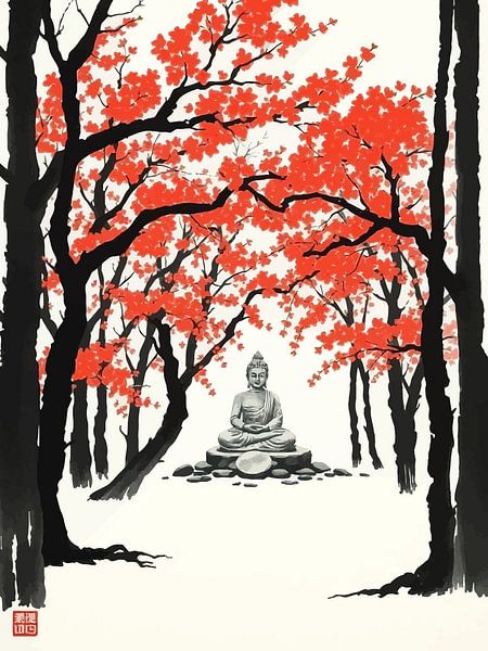 Buddha / Boeddha Japanische Tuschemalerei von MIROKKU