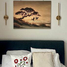 Photo de nos clients: Dusky Symphony of Cranes' Flight | Grues volantes par KRAB, sur toile