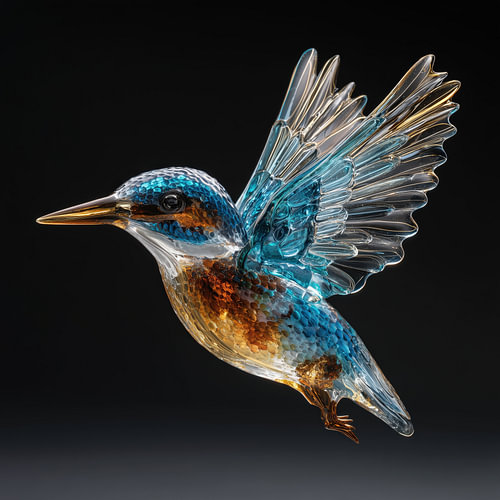 Blauw ijsvogel van glas