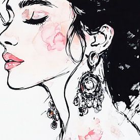 Elegante Frau mit Ohrringen von Zen und Mehr