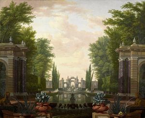Wasserterrasse mit Statuen und Springbrunnen in einem Park, Isaac de Moucheron