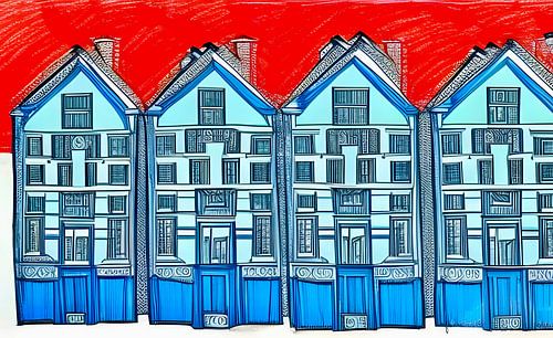 Houses red white blue