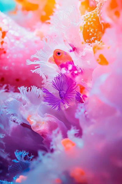 Bunte Unterwasserwelt mit Korallen von Poster Art Shop